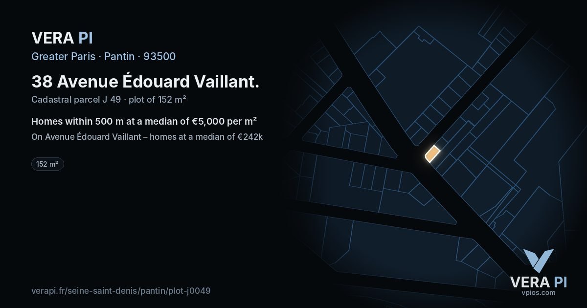 38 Avenue Édouard Vaillant, Pantin at night – the plot lit, the parcels around coloured by the prices near them