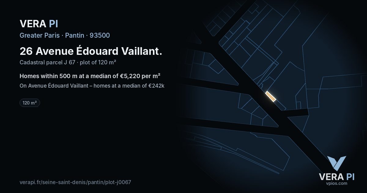 26 Avenue Édouard Vaillant, Pantin at night – the plot lit, the parcels around coloured by the prices near them