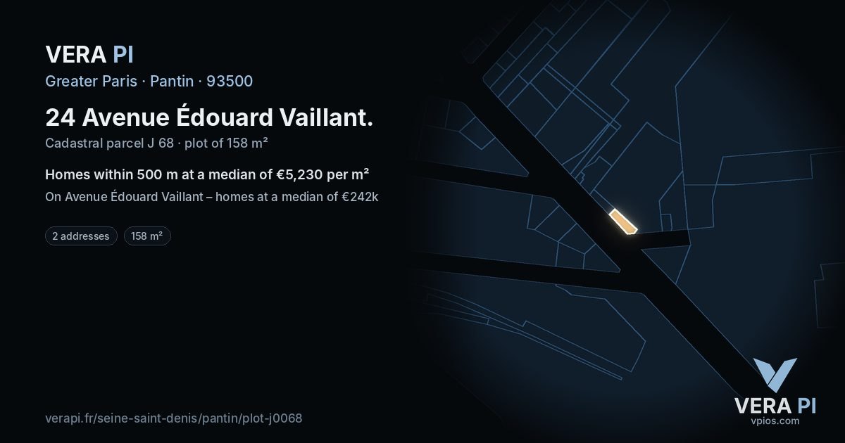 24 Avenue Édouard Vaillant, Pantin at night – the plot lit, the parcels around coloured by the prices near them