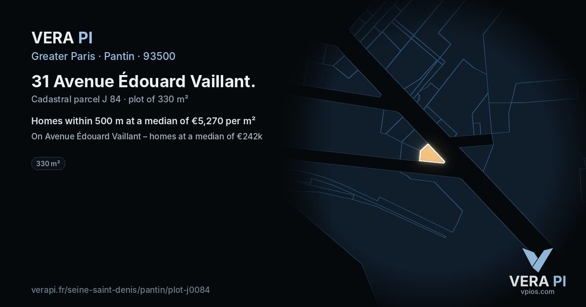 31 Avenue Édouard Vaillant, Pantin at night – the plot lit, the parcels around coloured by the prices near them