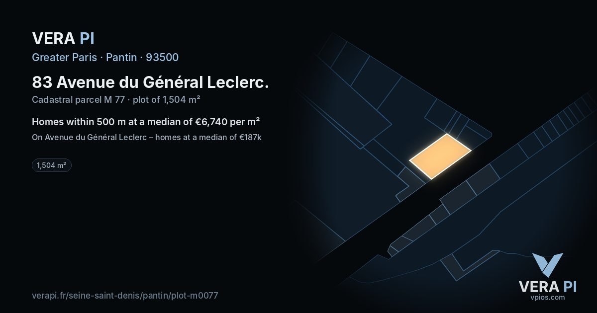 83 Avenue du Général Leclerc, Pantin at night – the plot lit, the parcels around coloured by the prices near them