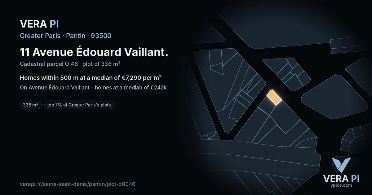 11 Avenue Édouard Vaillant, Pantin at night – the plot lit, the parcels around coloured by the prices near them