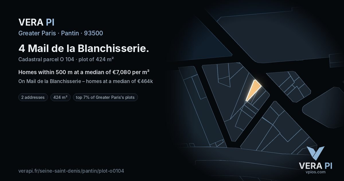 4 Mail de la Blanchisserie, Pantin at night – the plot lit, the parcels around coloured by the prices near them