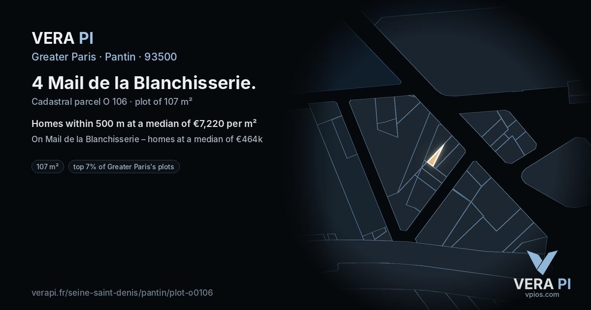 4 Mail de la Blanchisserie, Pantin at night – the plot lit, the parcels around coloured by the prices near them
