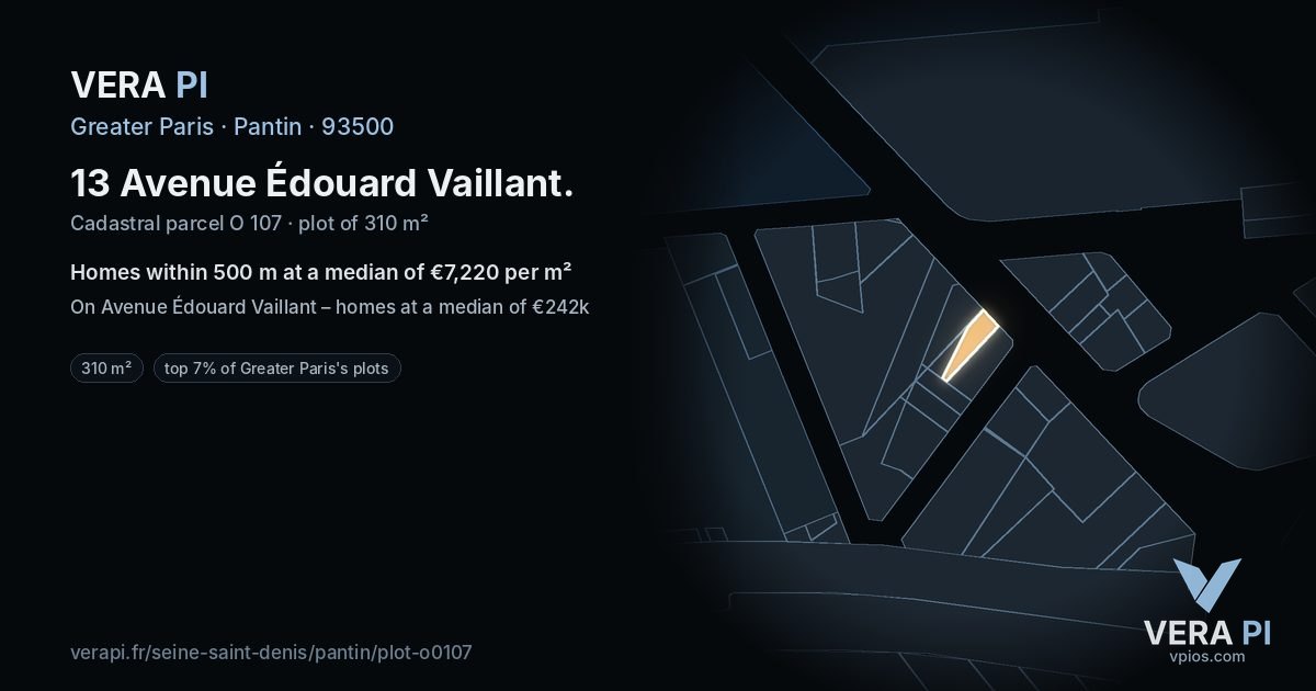 13 Avenue Édouard Vaillant, Pantin at night – the plot lit, the parcels around coloured by the prices near them