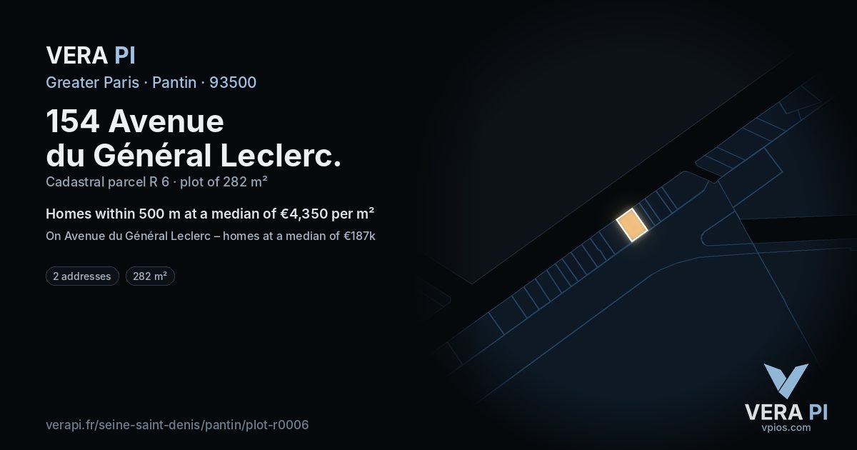 154 Avenue du Général Leclerc, Pantin at night – the plot lit, the parcels around coloured by the prices near them