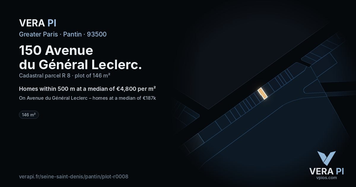 150 Avenue du Général Leclerc, Pantin at night – the plot lit, the parcels around coloured by the prices near them
