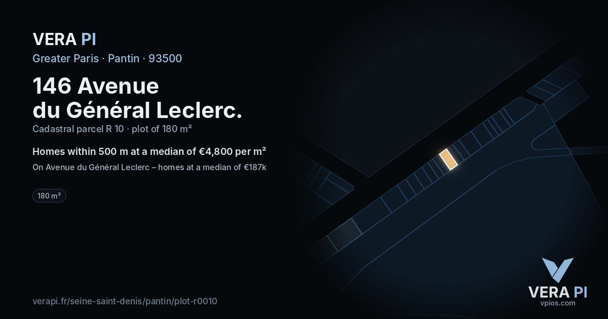 146 Avenue du Général Leclerc, Pantin at night – the plot lit, the parcels around coloured by the prices near them