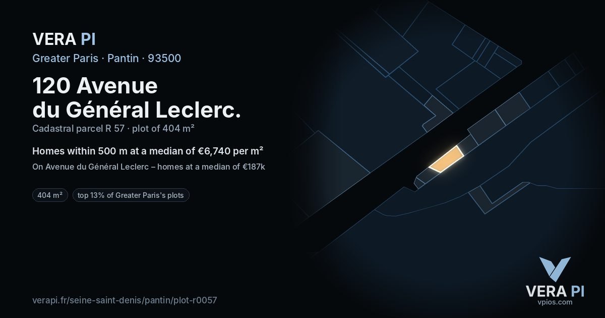 120 Avenue du Général Leclerc, Pantin at night – the plot lit, the parcels around coloured by the prices near them