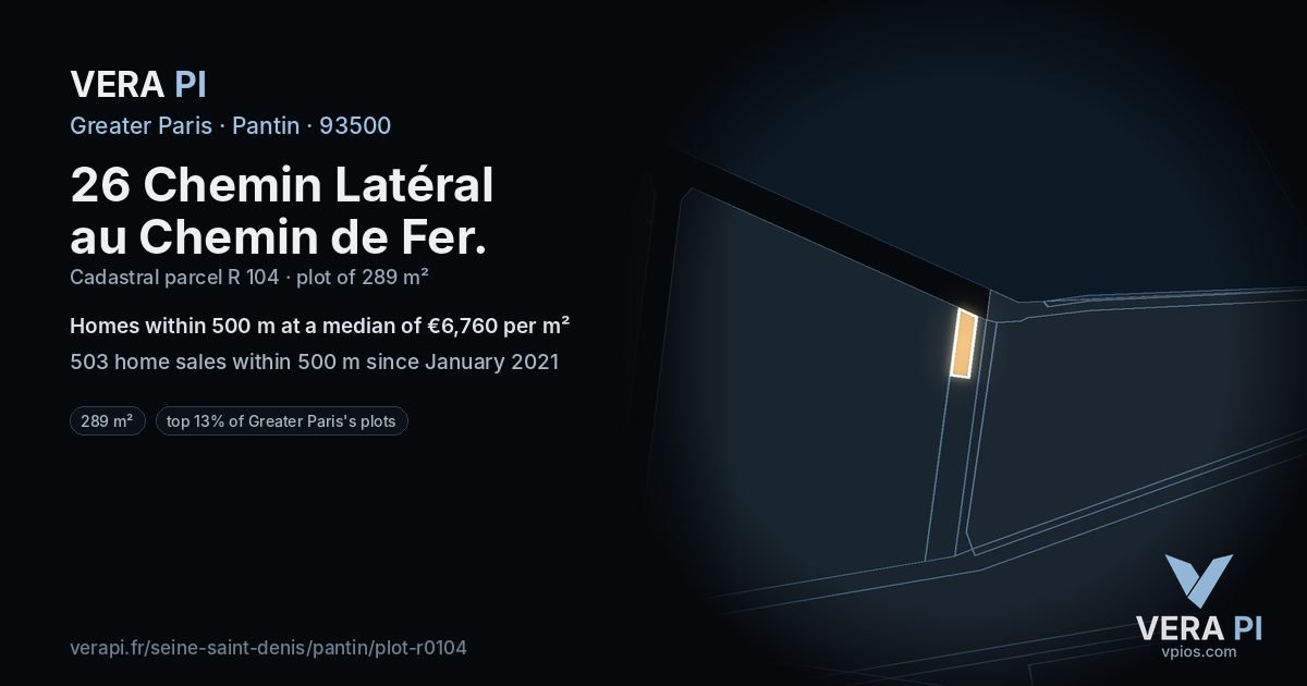 26 Chemin Latéral au Chemin de Fer, Pantin at night – the plot lit, the parcels around coloured by the prices near them