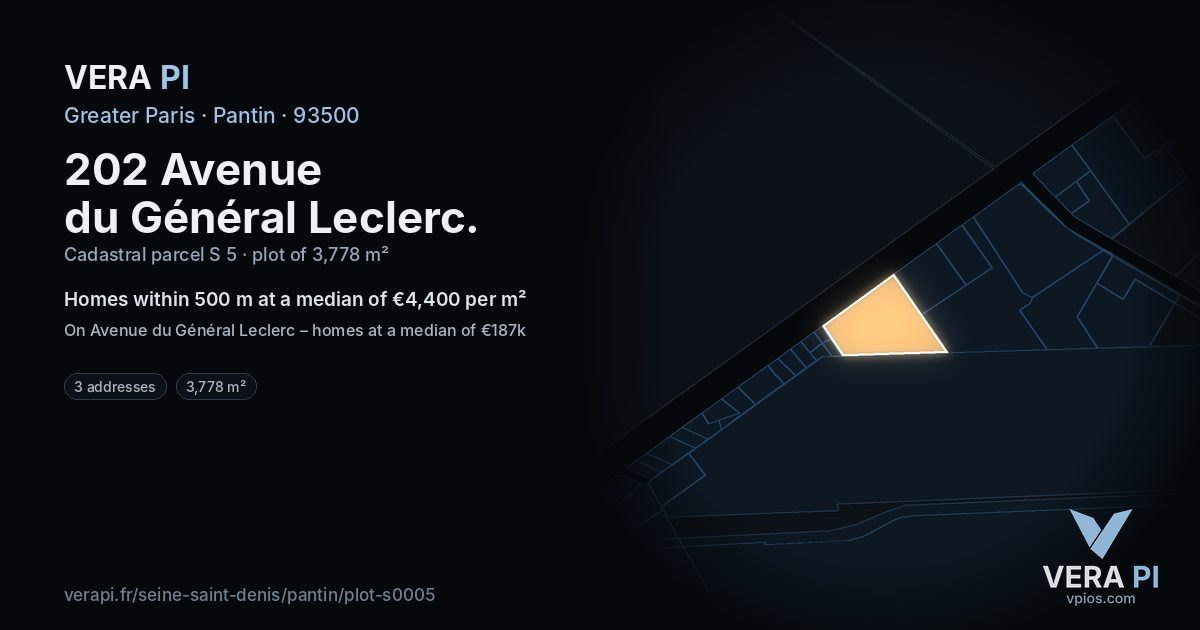202 Avenue du Général Leclerc, Pantin at night – the plot lit, the parcels around coloured by the prices near them