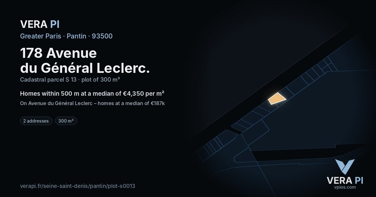 178 Avenue du Général Leclerc, Pantin at night – the plot lit, the parcels around coloured by the prices near them