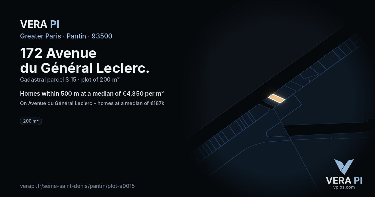 172 Avenue du Général Leclerc, Pantin at night – the plot lit, the parcels around coloured by the prices near them
