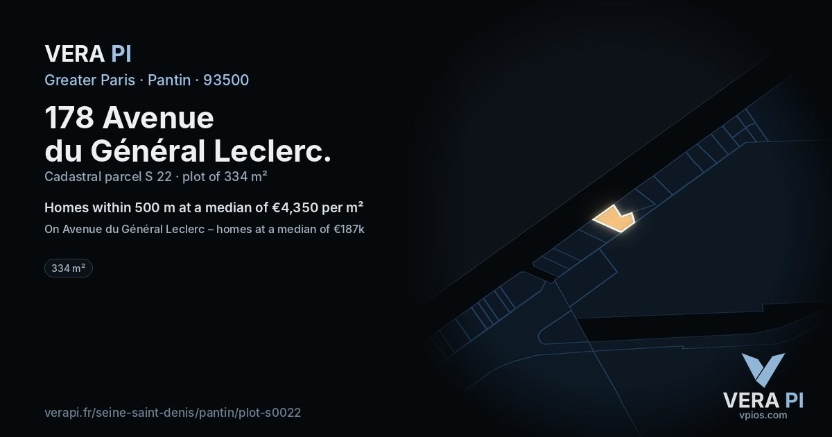178 Avenue du Général Leclerc, Pantin at night – the plot lit, the parcels around coloured by the prices near them