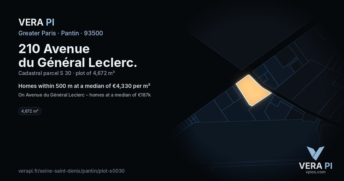 210 Avenue du Général Leclerc, Pantin at night – the plot lit, the parcels around coloured by the prices near them