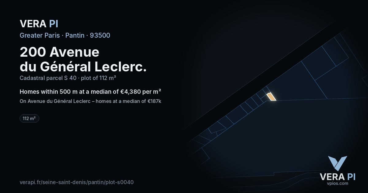 200 Avenue du Général Leclerc, Pantin at night – the plot lit, the parcels around coloured by the prices near them