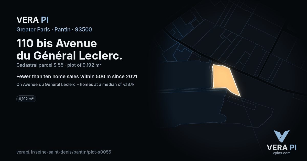 110 bis Avenue du Général Leclerc, Pantin at night – the plot lit, the parcels around coloured by the prices near them