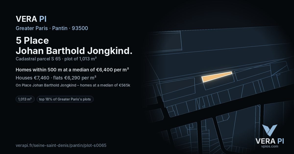 5 Place Johan Barthold Jongkind, Pantin at night – the plot lit, the parcels around coloured by the prices near them