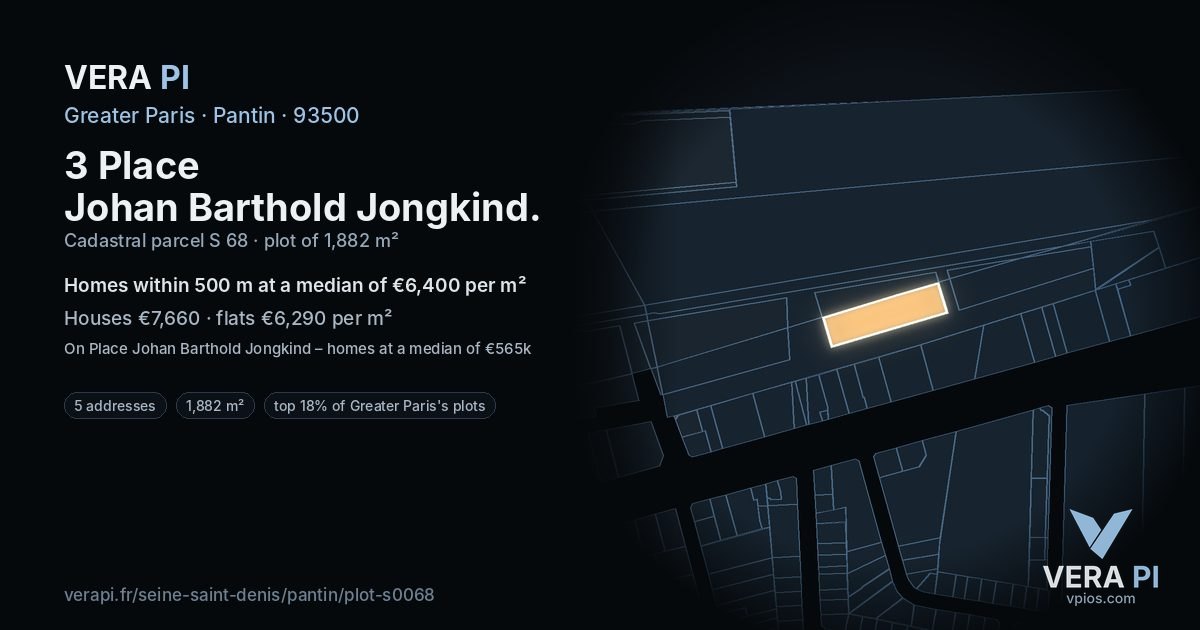 3 Place Johan Barthold Jongkind, Pantin at night – the plot lit, the parcels around coloured by the prices near them