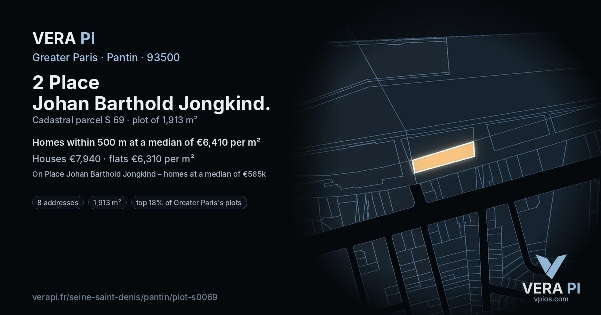 2 Place Johan Barthold Jongkind, Pantin at night – the plot lit, the parcels around coloured by the prices near them