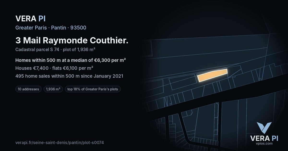 3 Mail Raymonde Couthier, Pantin at night – the plot lit, the parcels around coloured by the prices near them