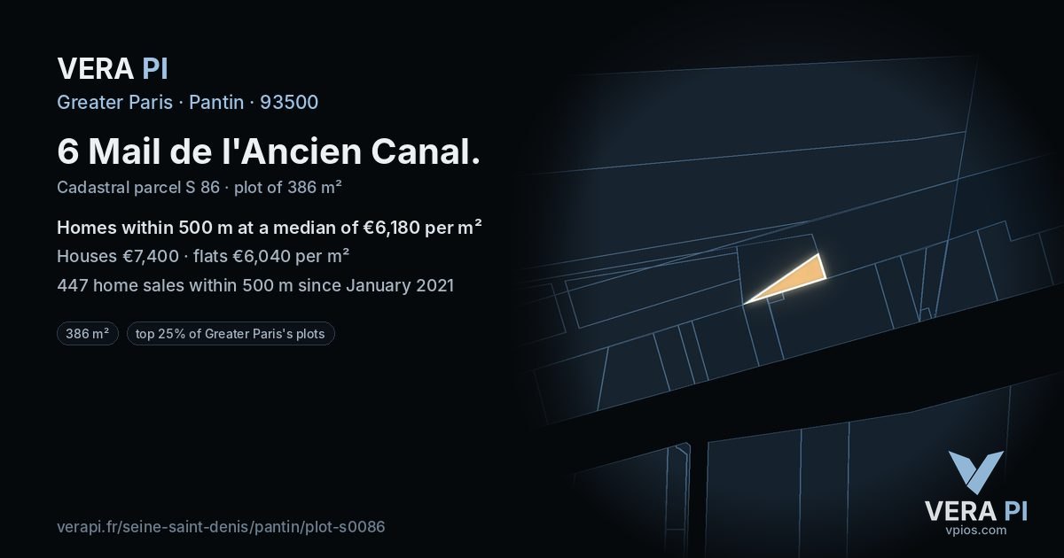 6 Mail de l'Ancien Canal, Pantin at night – the plot lit, the parcels around coloured by the prices near them