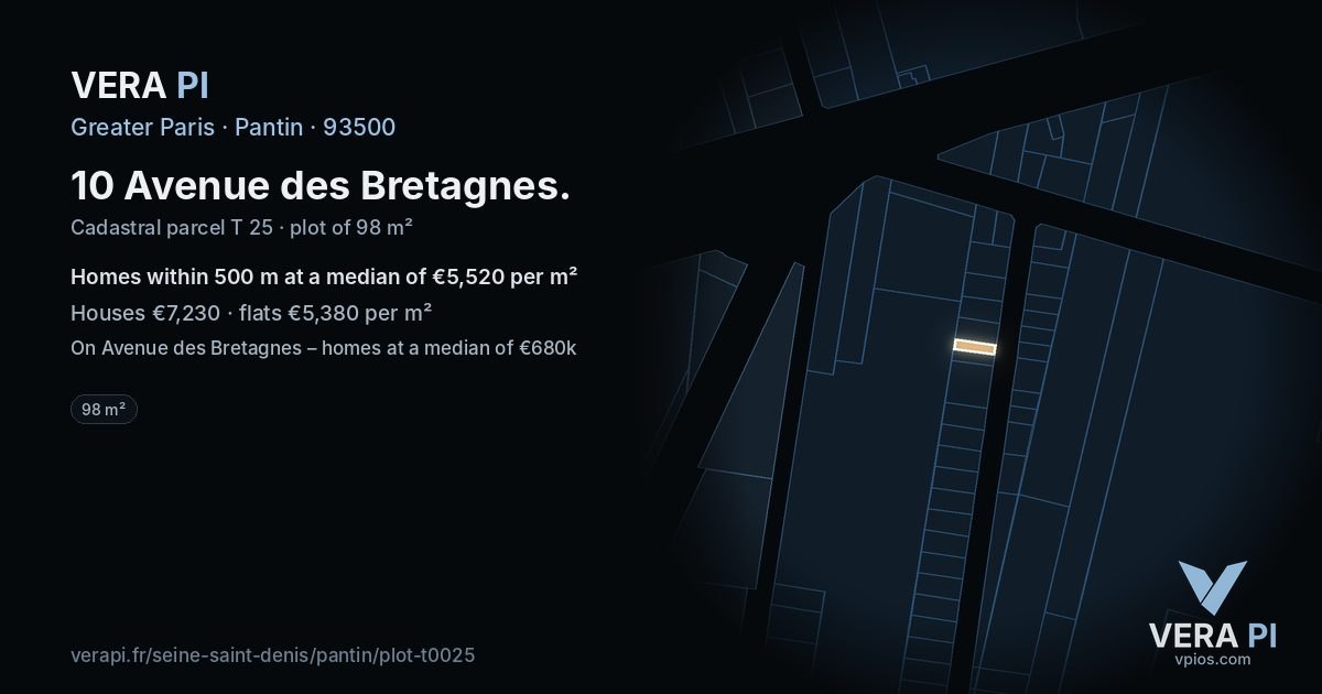 10 Avenue des Bretagnes, Pantin at night – the plot lit, the parcels around coloured by the prices near them
