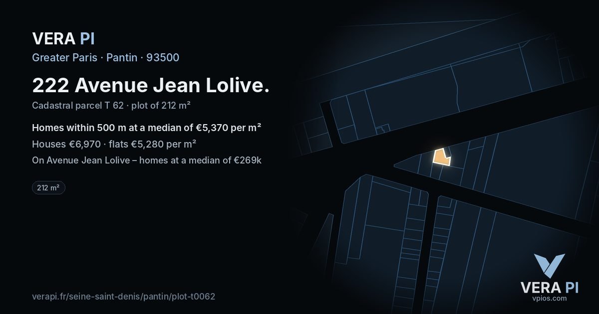 222 Avenue Jean Lolive, Pantin at night – the plot lit, the parcels around coloured by the prices near them
