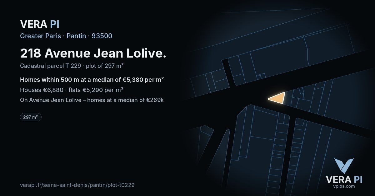 218 Avenue Jean Lolive, Pantin at night – the plot lit, the parcels around coloured by the prices near them