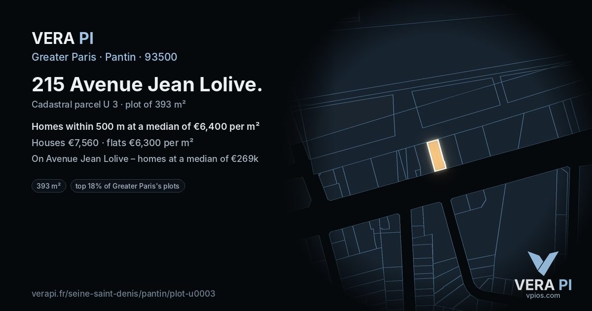 215 Avenue Jean Lolive, Pantin at night – the plot lit, the parcels around coloured by the prices near them