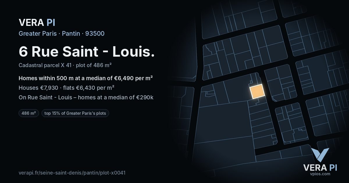 6 Rue Saint - Louis, Pantin at night – the plot lit, the parcels around coloured by the prices near them