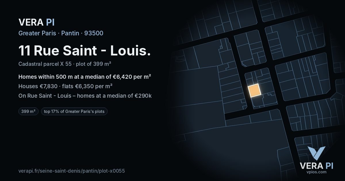 11 Rue Saint - Louis, Pantin at night – the plot lit, the parcels around coloured by the prices near them