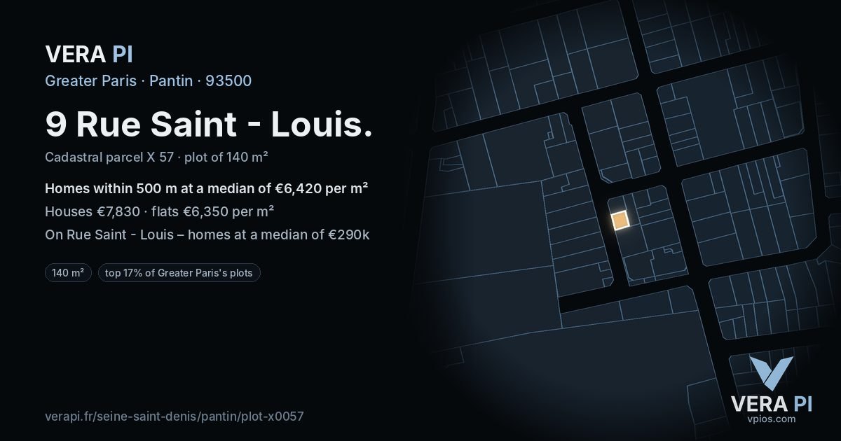 9 Rue Saint - Louis, Pantin at night – the plot lit, the parcels around coloured by the prices near them