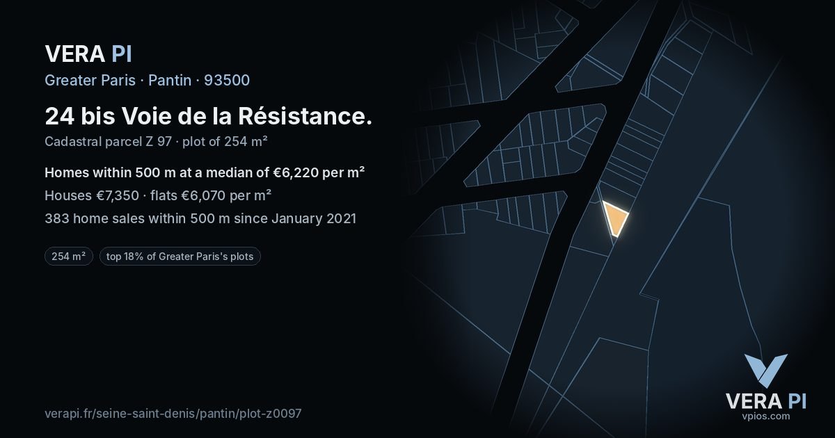 24 bis Voie de la Résistance, Pantin at night – the plot lit, the parcels around coloured by the prices near them