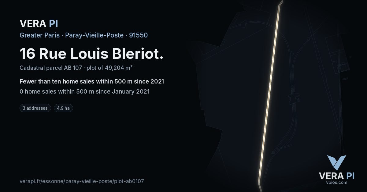 16 Rue Louis Bleriot, Paray-Vieille-Poste at night – the plot lit, the parcels around coloured by the prices near them