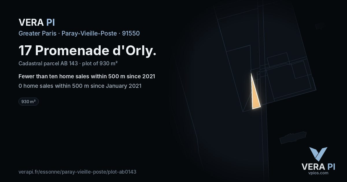 17 Promenade d'Orly, Paray-Vieille-Poste at night – the plot lit, the parcels around coloured by the prices near them