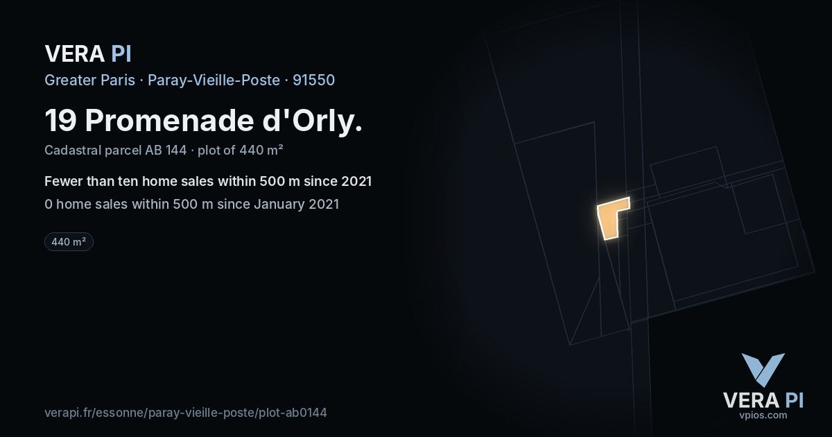 19 Promenade d'Orly, Paray-Vieille-Poste at night – the plot lit, the parcels around coloured by the prices near them