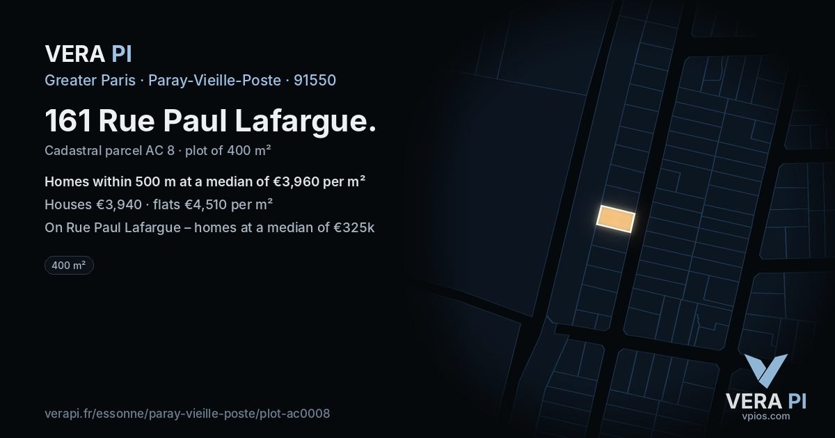 161 Rue Paul Lafargue, Paray-Vieille-Poste at night – the plot lit, the parcels around coloured by the prices near them