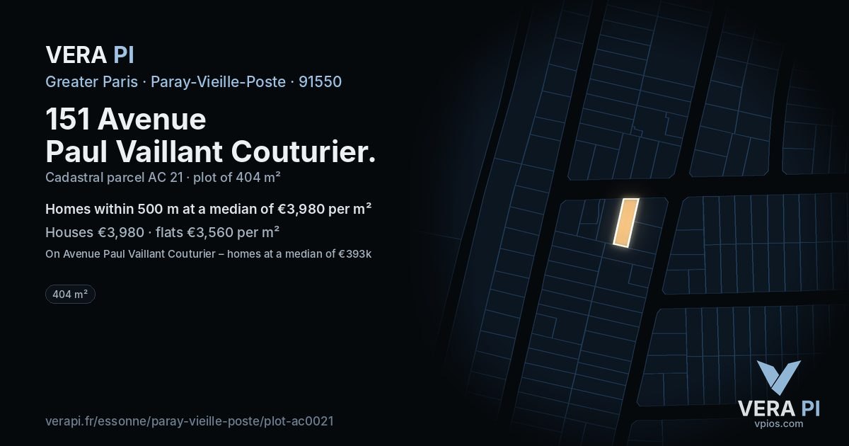 151 Avenue Paul Vaillant Couturier, Paray-Vieille-Poste at night – the plot lit, the parcels around coloured by the prices near them