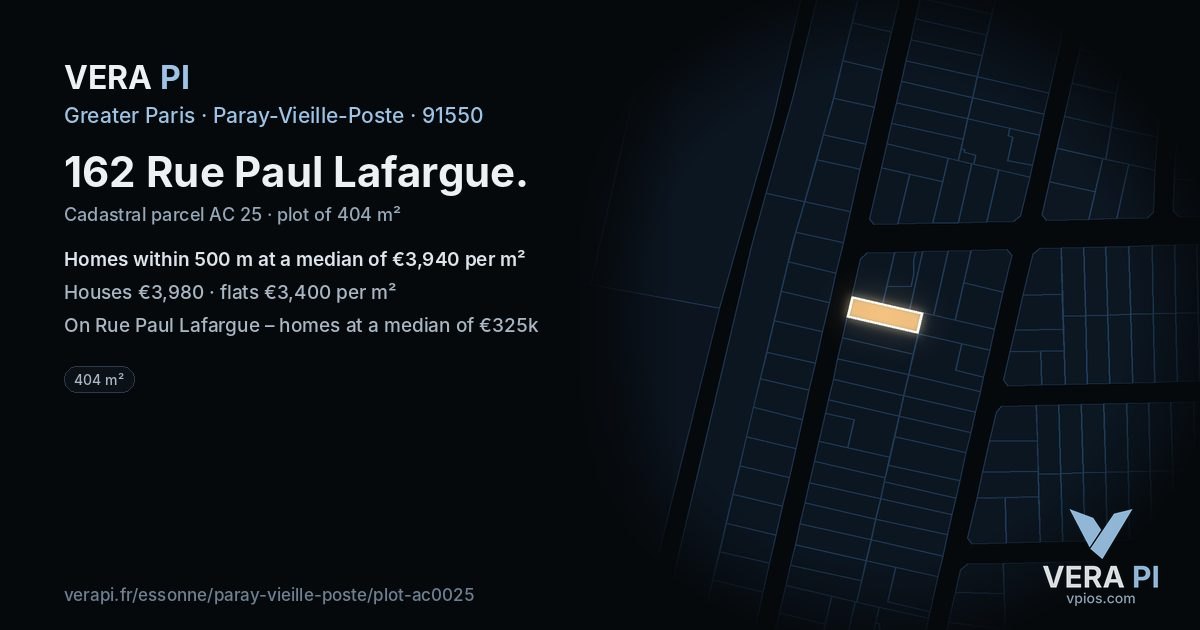 162 Rue Paul Lafargue, Paray-Vieille-Poste at night – the plot lit, the parcels around coloured by the prices near them