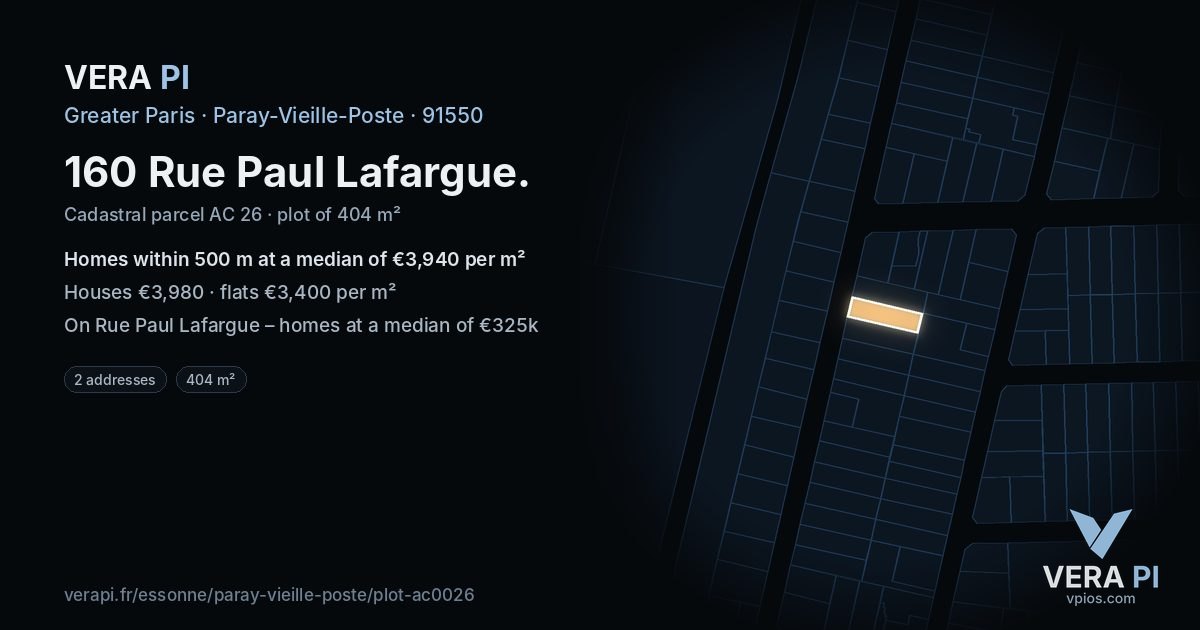 160 Rue Paul Lafargue, Paray-Vieille-Poste at night – the plot lit, the parcels around coloured by the prices near them