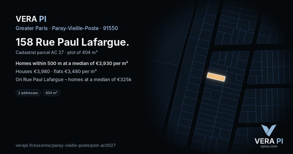 158 Rue Paul Lafargue, Paray-Vieille-Poste at night – the plot lit, the parcels around coloured by the prices near them