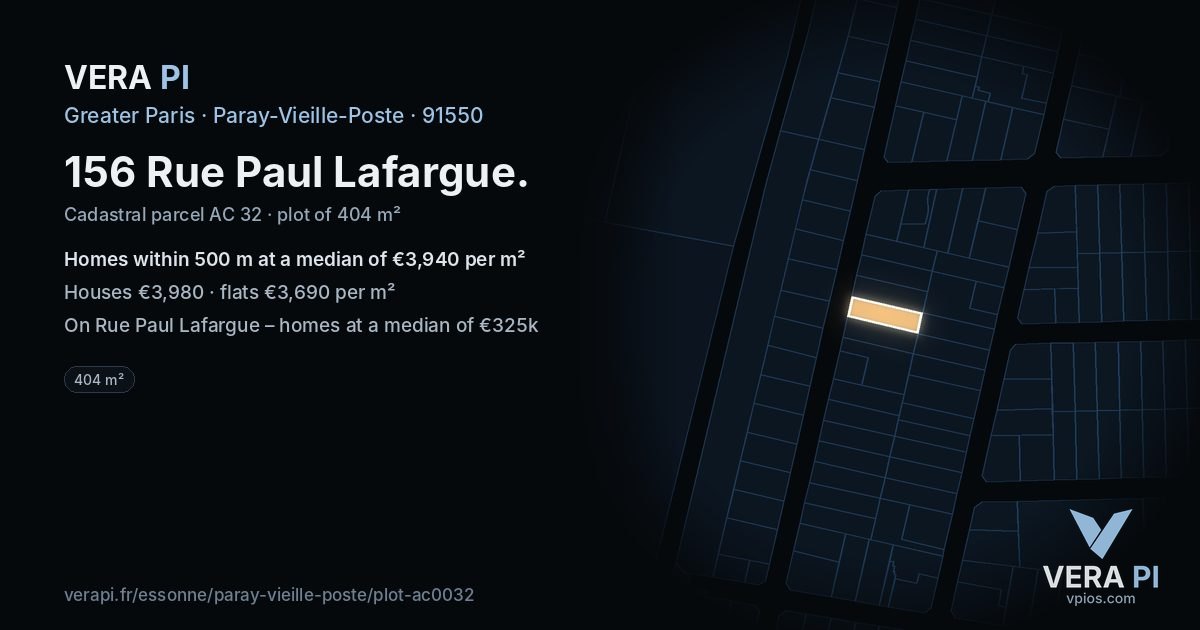 156 Rue Paul Lafargue, Paray-Vieille-Poste at night – the plot lit, the parcels around coloured by the prices near them