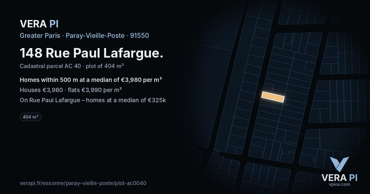 148 Rue Paul Lafargue, Paray-Vieille-Poste at night – the plot lit, the parcels around coloured by the prices near them