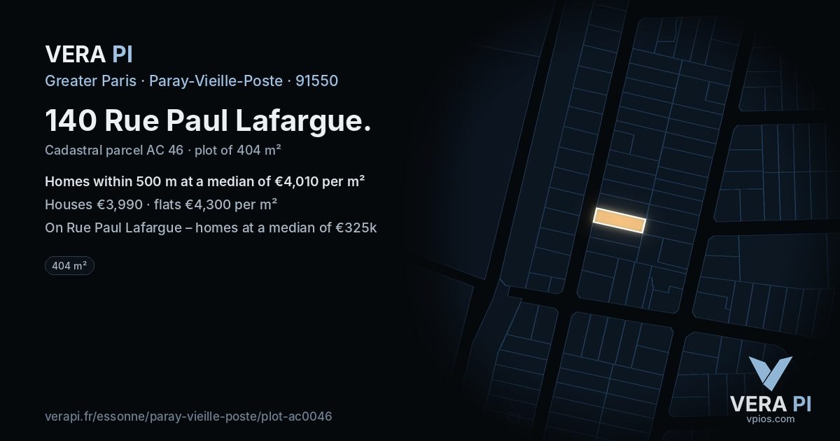 140 Rue Paul Lafargue, Paray-Vieille-Poste at night – the plot lit, the parcels around coloured by the prices near them