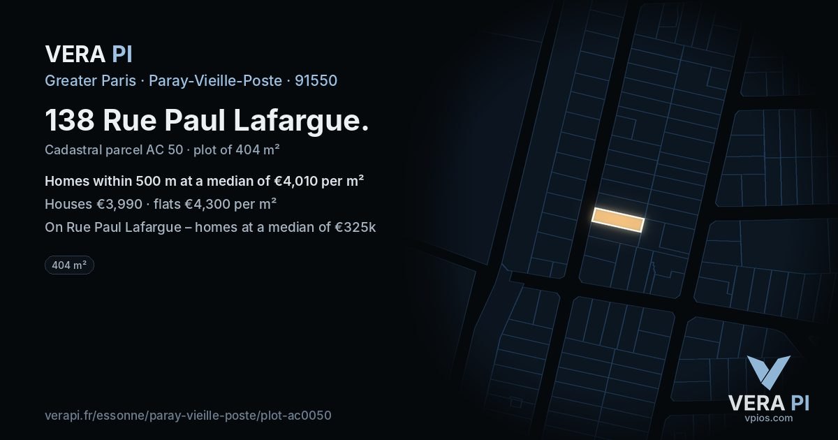 138 Rue Paul Lafargue, Paray-Vieille-Poste at night – the plot lit, the parcels around coloured by the prices near them