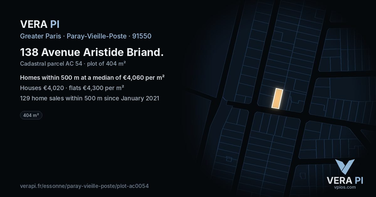 138 Avenue Aristide Briand, Paray-Vieille-Poste at night – the plot lit, the parcels around coloured by the prices near them