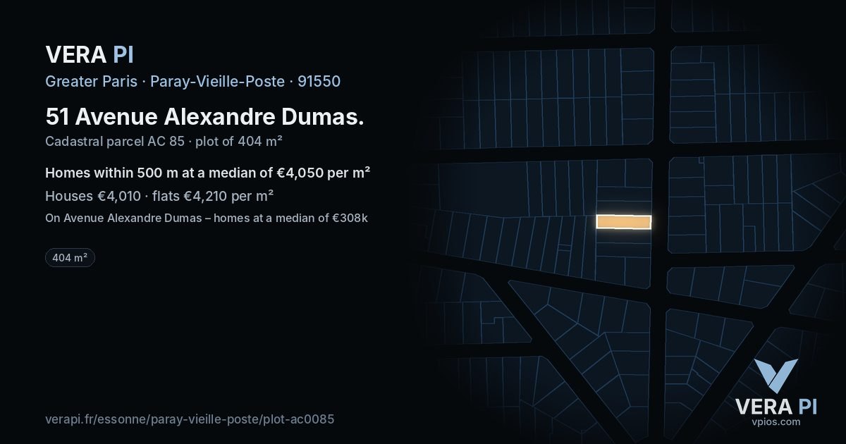 51 Avenue Alexandre Dumas, Paray-Vieille-Poste at night – the plot lit, the parcels around coloured by the prices near them