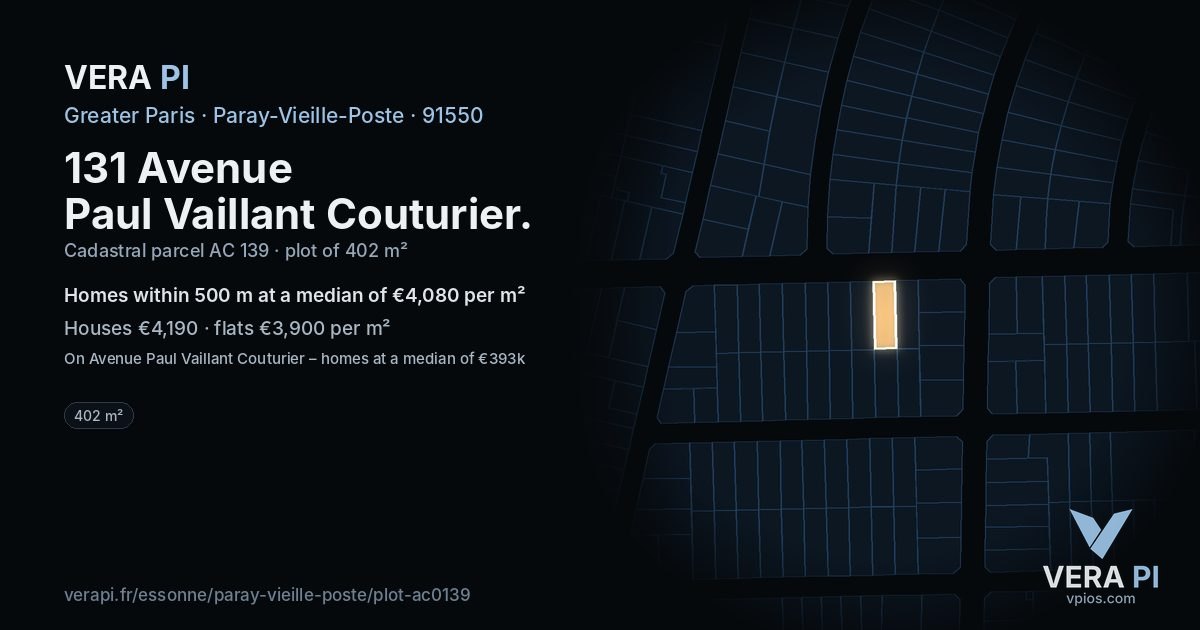 131 Avenue Paul Vaillant Couturier, Paray-Vieille-Poste at night – the plot lit, the parcels around coloured by the prices near them
