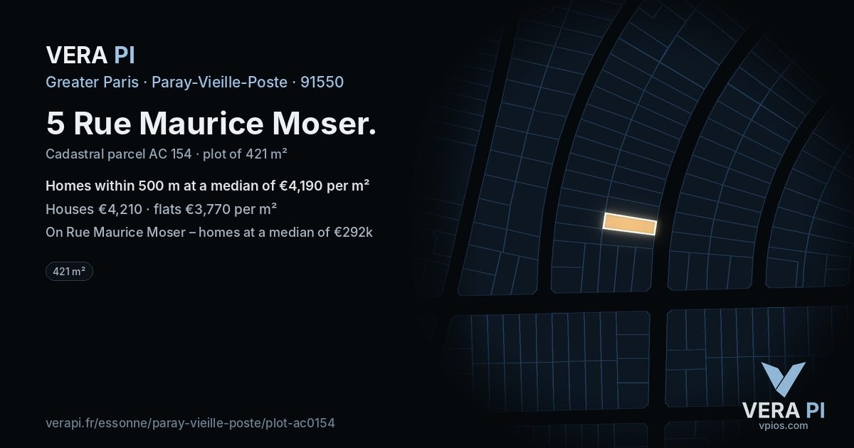 5 Rue Maurice Moser, Paray-Vieille-Poste at night – the plot lit, the parcels around coloured by the prices near them